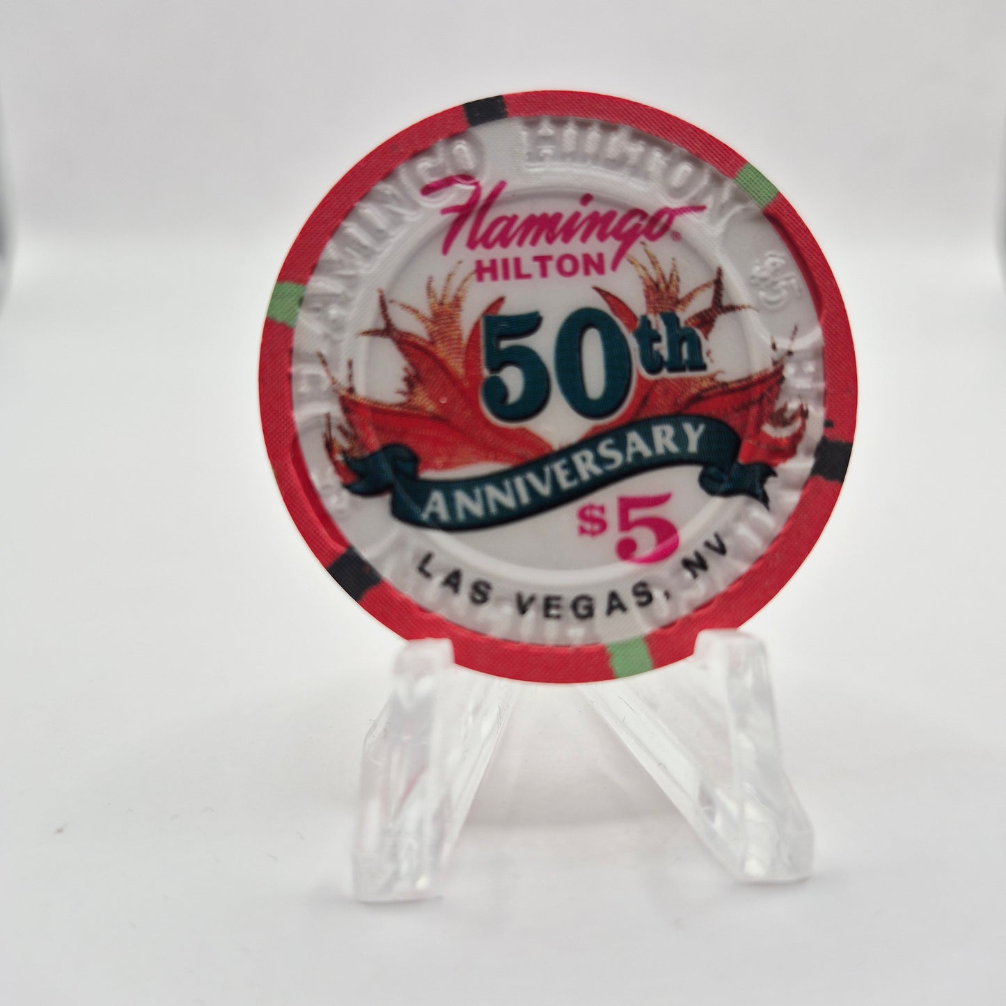 Flamingo Hilton Las Vegas Nevada 1997 '50th Anniversary/ Bugsy Siegel' LE $5 Casino Chip N8278