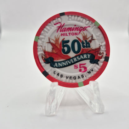 Flamingo Hilton Las Vegas Nevada 1997 '50th Anniversary/ Bugsy Siegel' LE $5 Casino Chip N8278