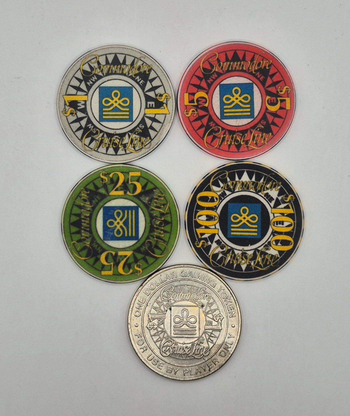 Commodore Cruise Line Cruise Ship Four Chip One Token Bundle