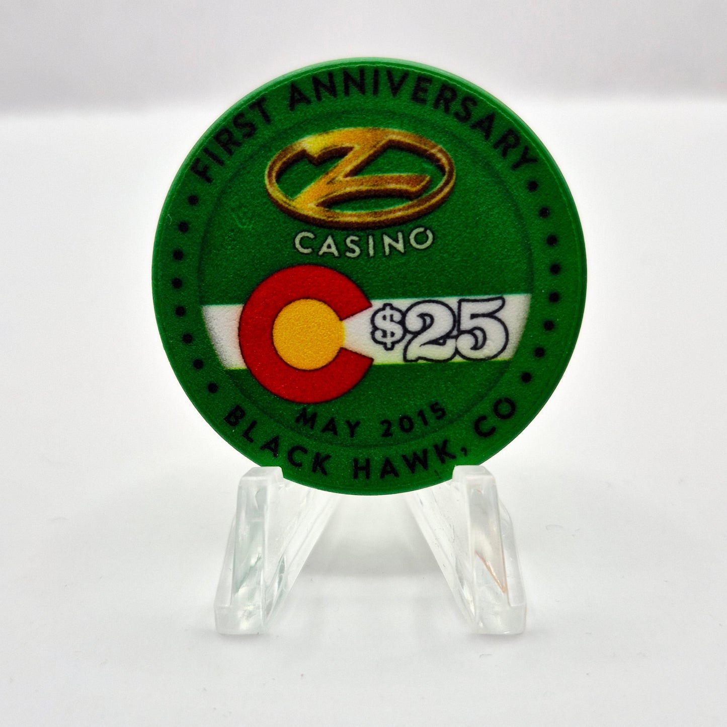 Z Casino Black Hawk Colorado 'First Anniversary' $25 Casino Chip