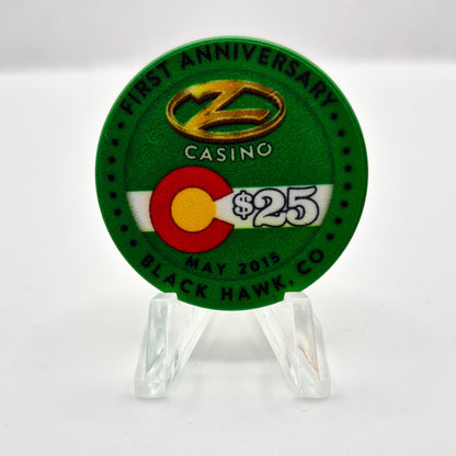 Z Casino Black Hawk Colorado 'First Anniversary' $25 Casino Chip