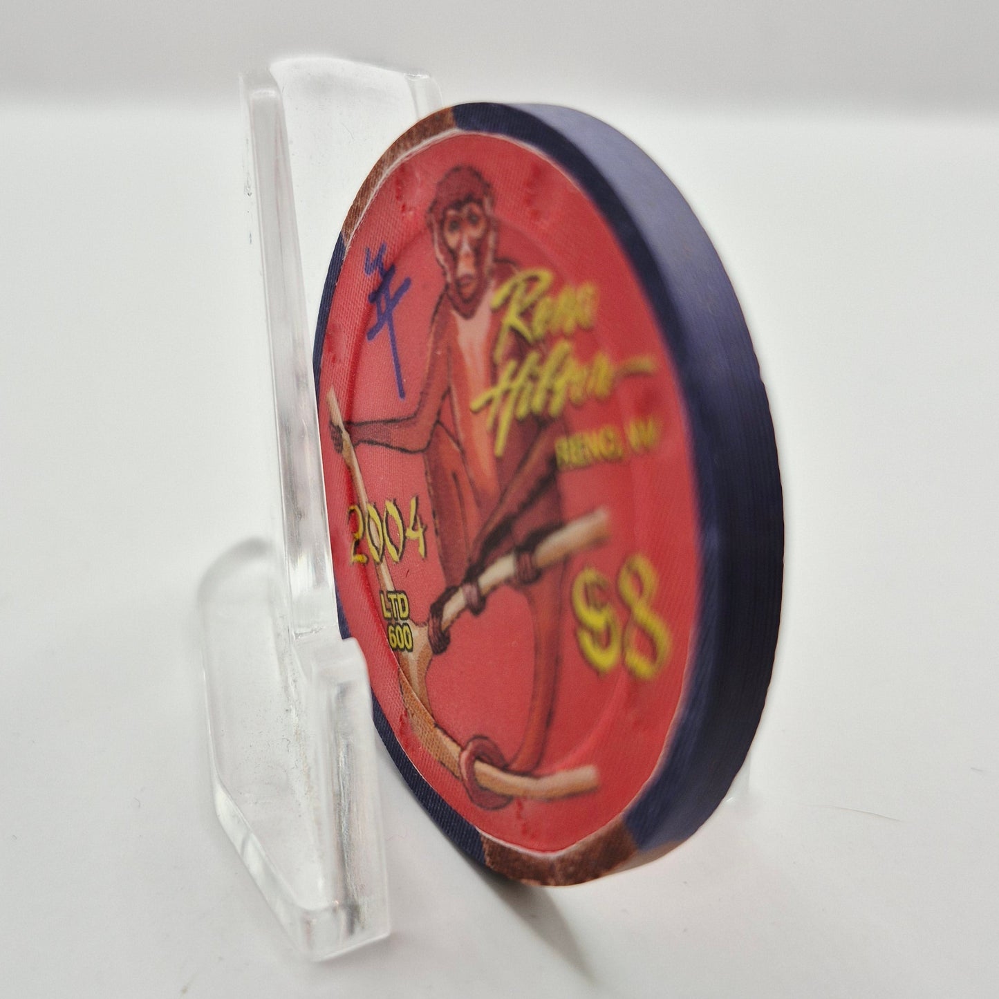 Reno Hilton Resort Casino Reno Nevada 2004 'Year of the Monkey'$8 Casino Chip E1201  LTD 600