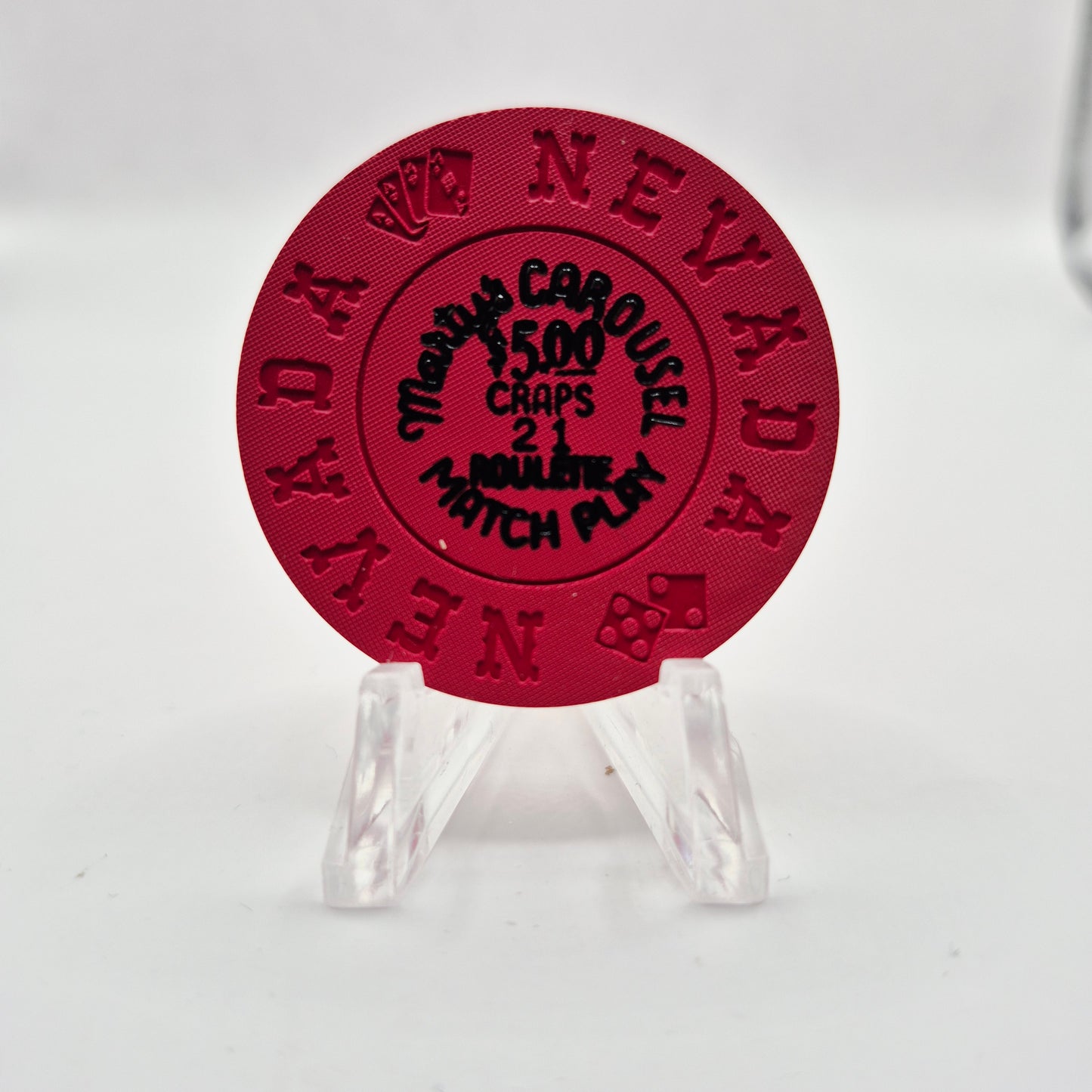 Carousel 'Marty's' Casino Las Vegas Nevada $5 "Craps-21- Roulette-Match Play-NCV" Casino Chip V3831 LTD 100