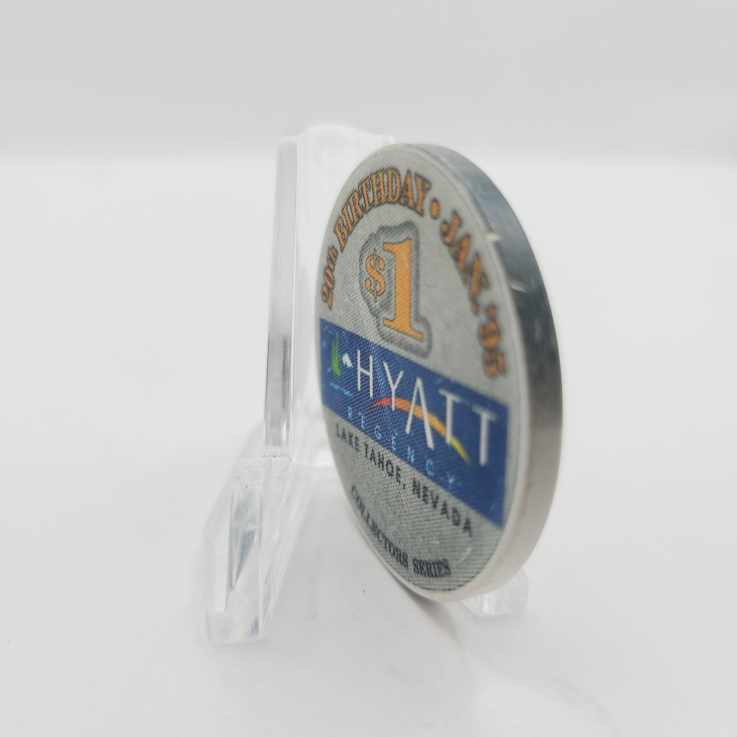 Hyatt Regency Resort Casino Lake Tahoe Nevada 1995 "20th Birthday"$1 Casino Chip N0676