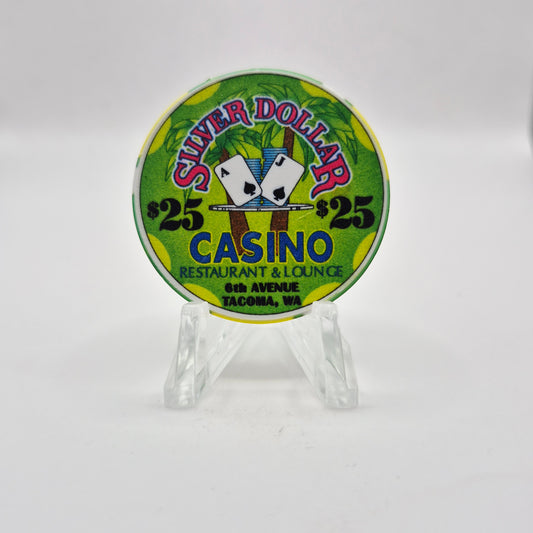 Silver Dollar Casino-Card Room Tacoma Washington/ Tacoma 6th Ave. $25 Casino Chip