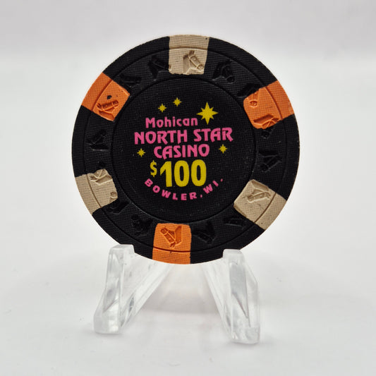 North Star Casino Mohican Bowler Wisconsin $100 Casino Chip