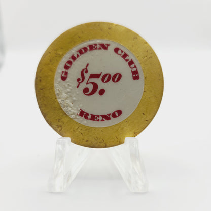 Golden Club Casino Reno Nevada 1930's $5 Casino Chip N6221