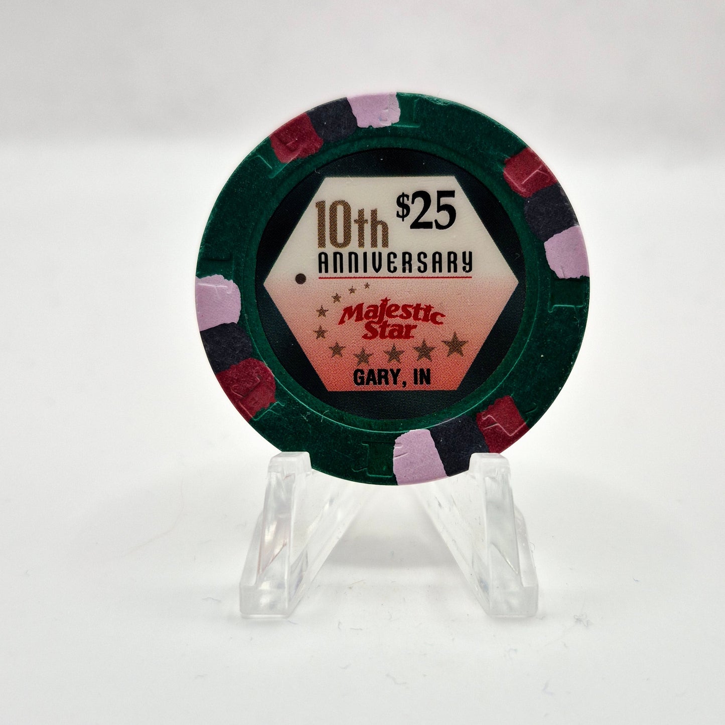 Majestic Star Riverboat Casino Gary Indiana $25 10th Anniversary Casino Chip