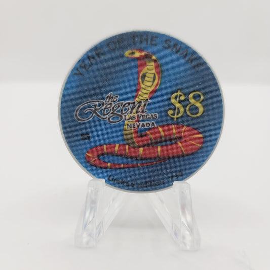 The Regent Hotel Casino Las Vegas Nevada 2001 "Year of the Snake" $8 Casino Chip E7641