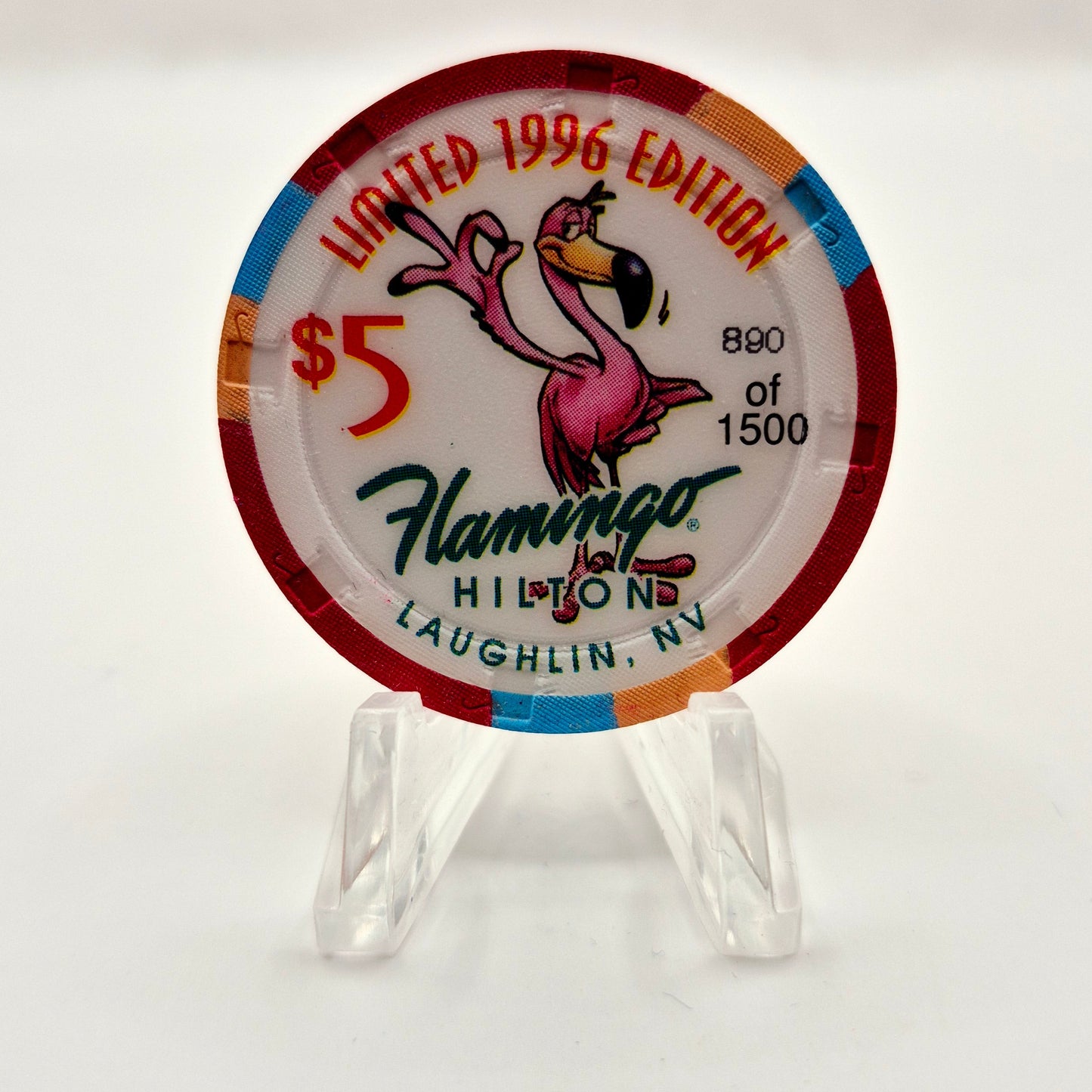 Flamingo Hilton Laughlin Nevada 1996 'Legends of the West - Belle Starr' Series 8 LE $5 Casino Chip N8283