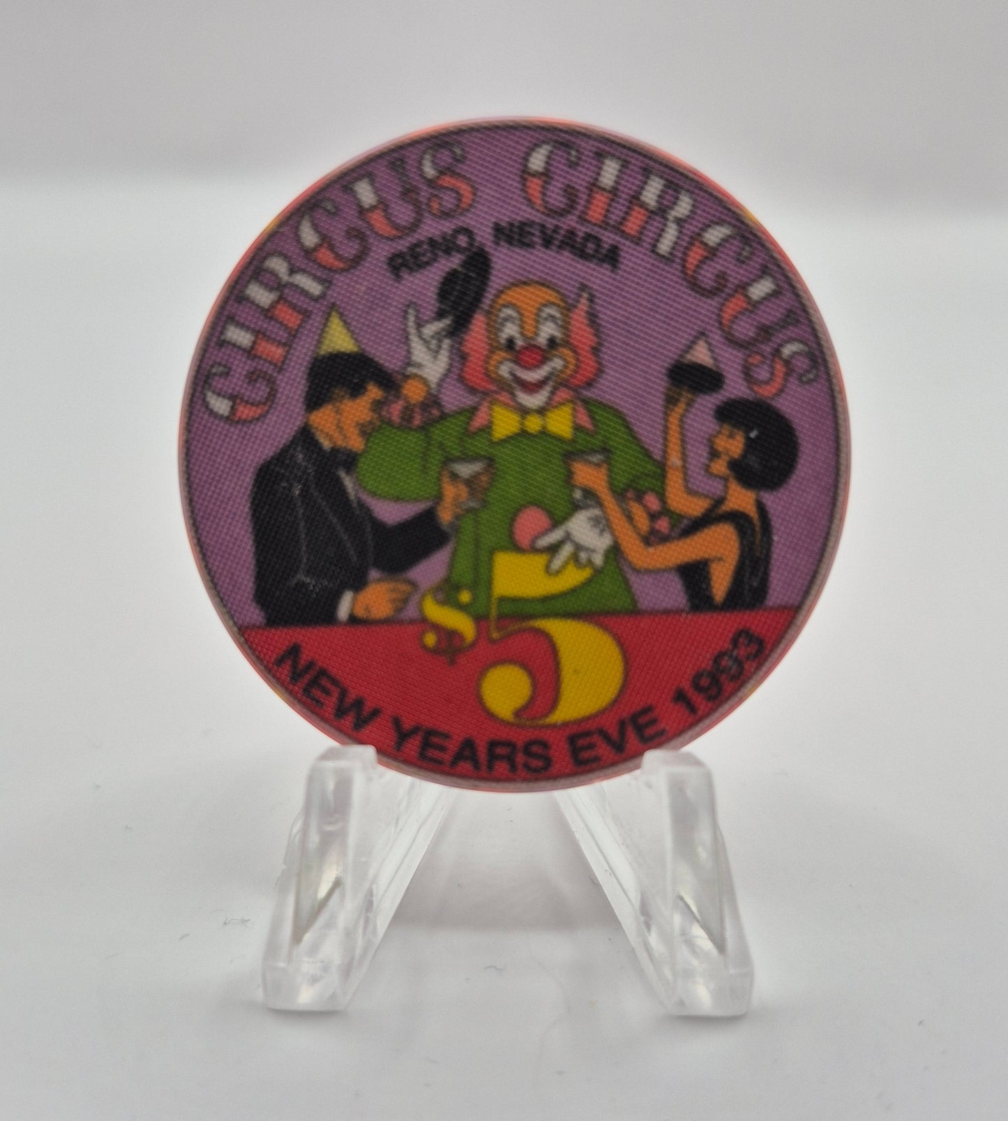 Circus Circus Reno Nevada 1992 'New Years's Eve' LE $5 Casino Chip N7485