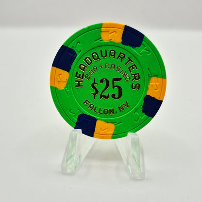 Headquarters Bar Casino Fallon Nevada 1987 $25 Casino Chip V2763