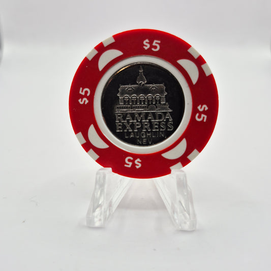 Ramada Express Hotel Casino Laughlin Nevada 1988 $5 Casino Chip N3430