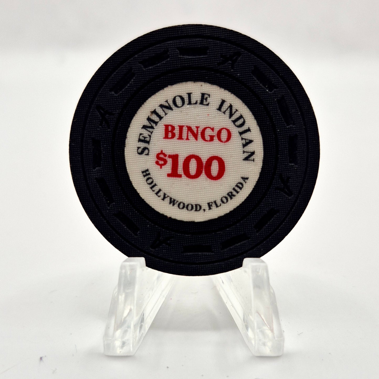 Seminole Indian Bingo Casino Hollywood Florida $100 Casino Chip CG006936