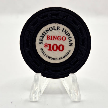 Seminole Indian Bingo Casino Hollywood Florida $100 Casino Chip CG006936