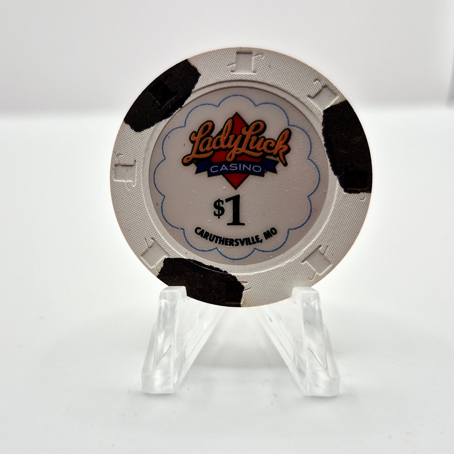 Lady Luck Riverboat Casino Caruthersville Missouri 'Backup-Chip' $1 Casino Chip