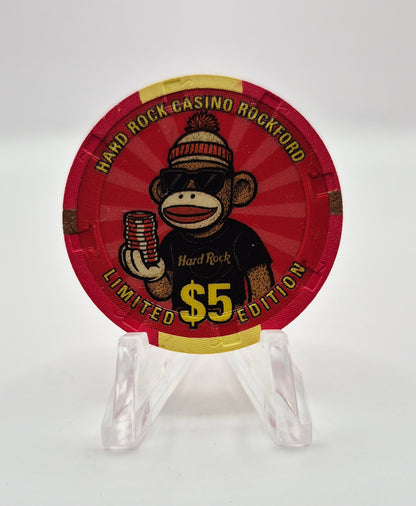 Hard Rock Casino Rockford Illinois 2025 "Sock Monkey" $5 Casino Chip