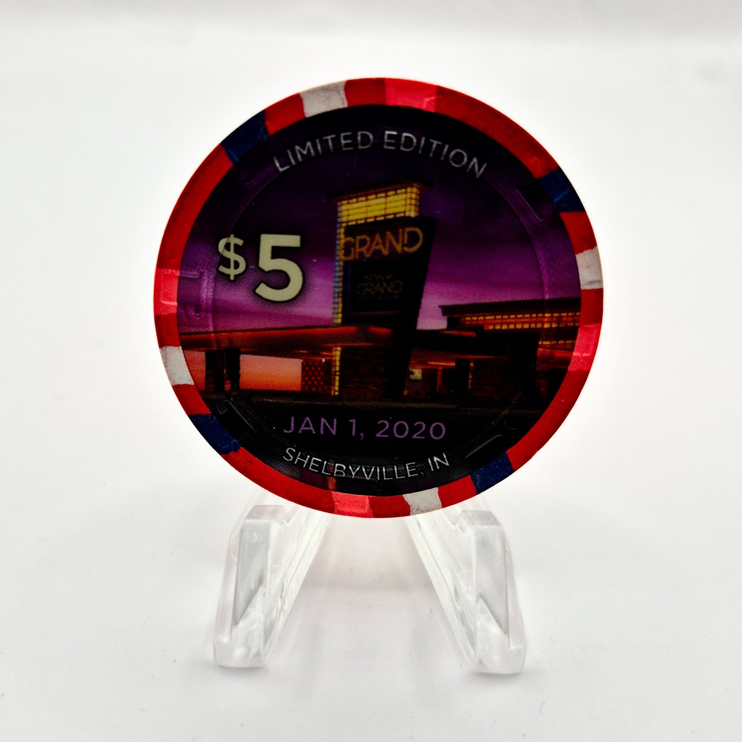 Indiana Grand Hotel Casino Shelbyville Indiana 2020 "New Year's Eve" $5 Casino Chip