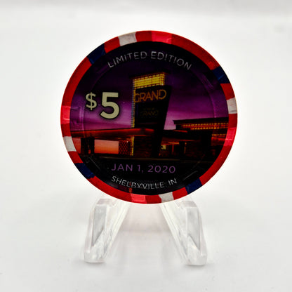 Indiana Grand Hotel Casino Shelbyville Indiana 2020 "New Year's Eve" $5 Casino Chip