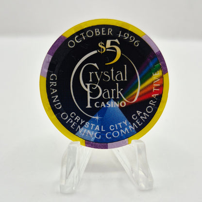 Crystal Park Casino Crystal City California 1996 Grand Opening 'Year of the Snake' $5 Casino Chip
