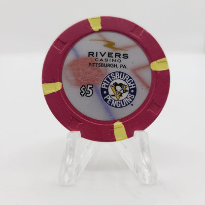 Rivers Casino Pittsburgh Pennsylvania 2017 "Pittsburgh Penguins" $5 Casino Chip