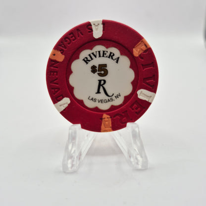 Riviera Hotel Casino Las Vegas Nevada 1998 $5 Casino Chip V1431 *Circulated