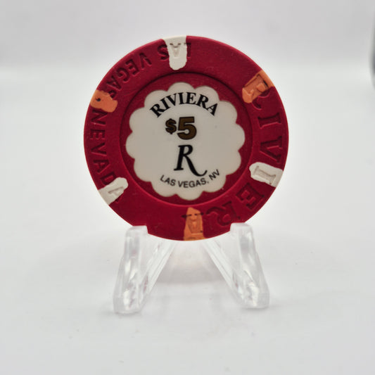 Riviera Hotel Casino Las Vegas Nevada 1998 $5 Casino Chip V1431 *Circulated