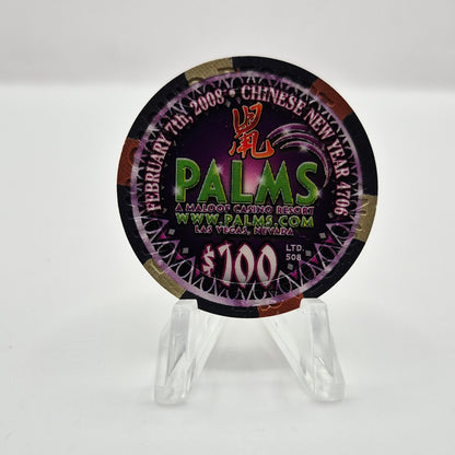 Palms Hotel Casino Las Vegas Nevada 2008 'Year of the Rat' $100 Casino Chip E6599