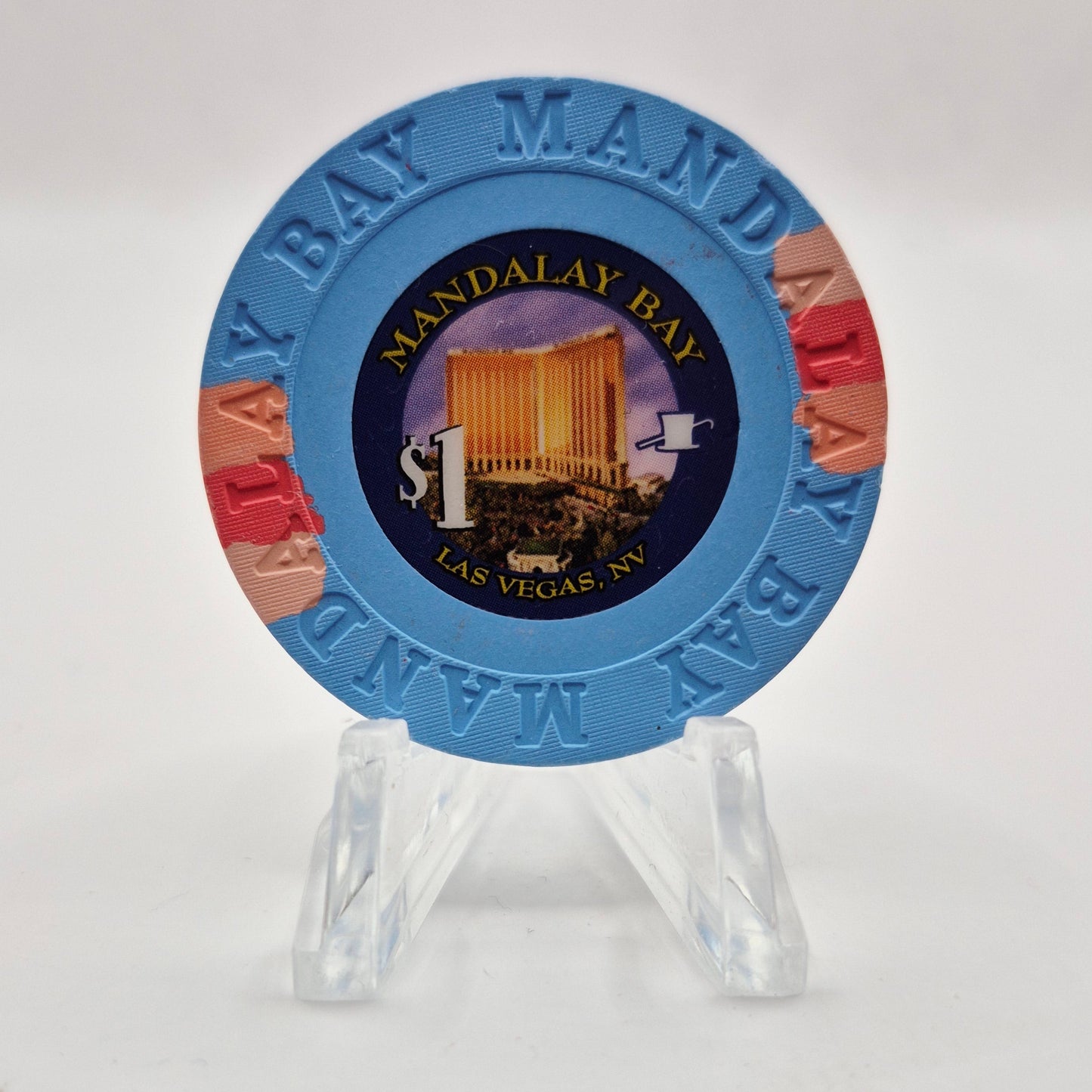 Mandalay Bay Casino Las Vegas Nevada 2010 "Small Inlay" $1 Casino Chip E9710