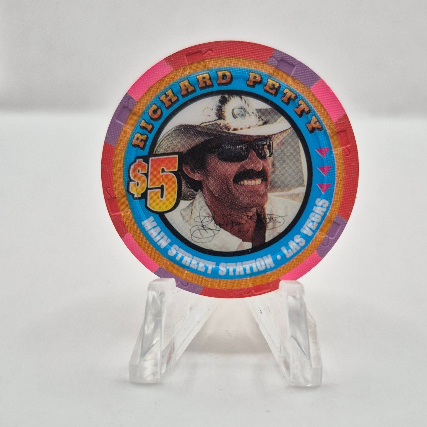 Main Street Station Hotel Casino Las Vegas Nevada 2001 'Richard Petty' $5 Casino Chip V7077