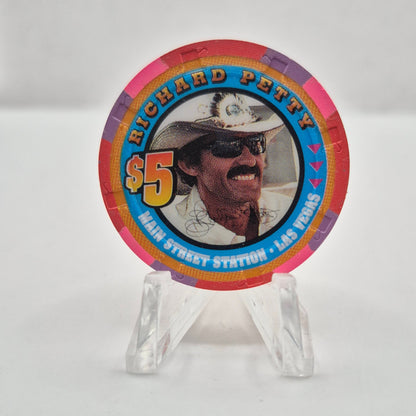 Main Street Station Hotel Casino Las Vegas Nevada 2001 'Richard Petty' $5 Casino Chip V7077