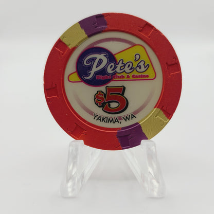 Pete's Card Room Yakima Washington $5 Casino Chip