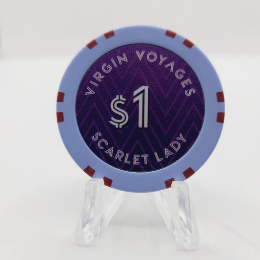 Virgin Voyages Cruise Ship Plantation Florida "Scarlet Lady" $1 Casino Chip