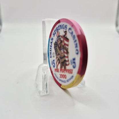 Indian Springs Casino Indian Springs Nevada "Moe for Prez" 2000. $5 Chip V4696 Ltd. 500