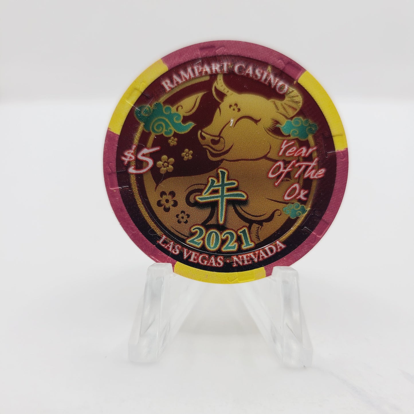 Rampart Hotel Casino Las Vegas Nevada 2021 "Year of The Ox" $5 Casino Chip