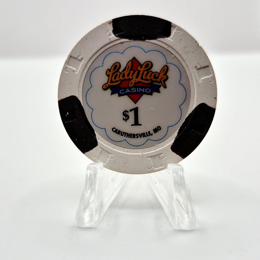 Lady Luck Riverboat Casino Caruthersville Missouri 'Backup-Chip' $1 Casino Chip
